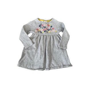 Mini Boden gray‎ floral embroidered sweater dress